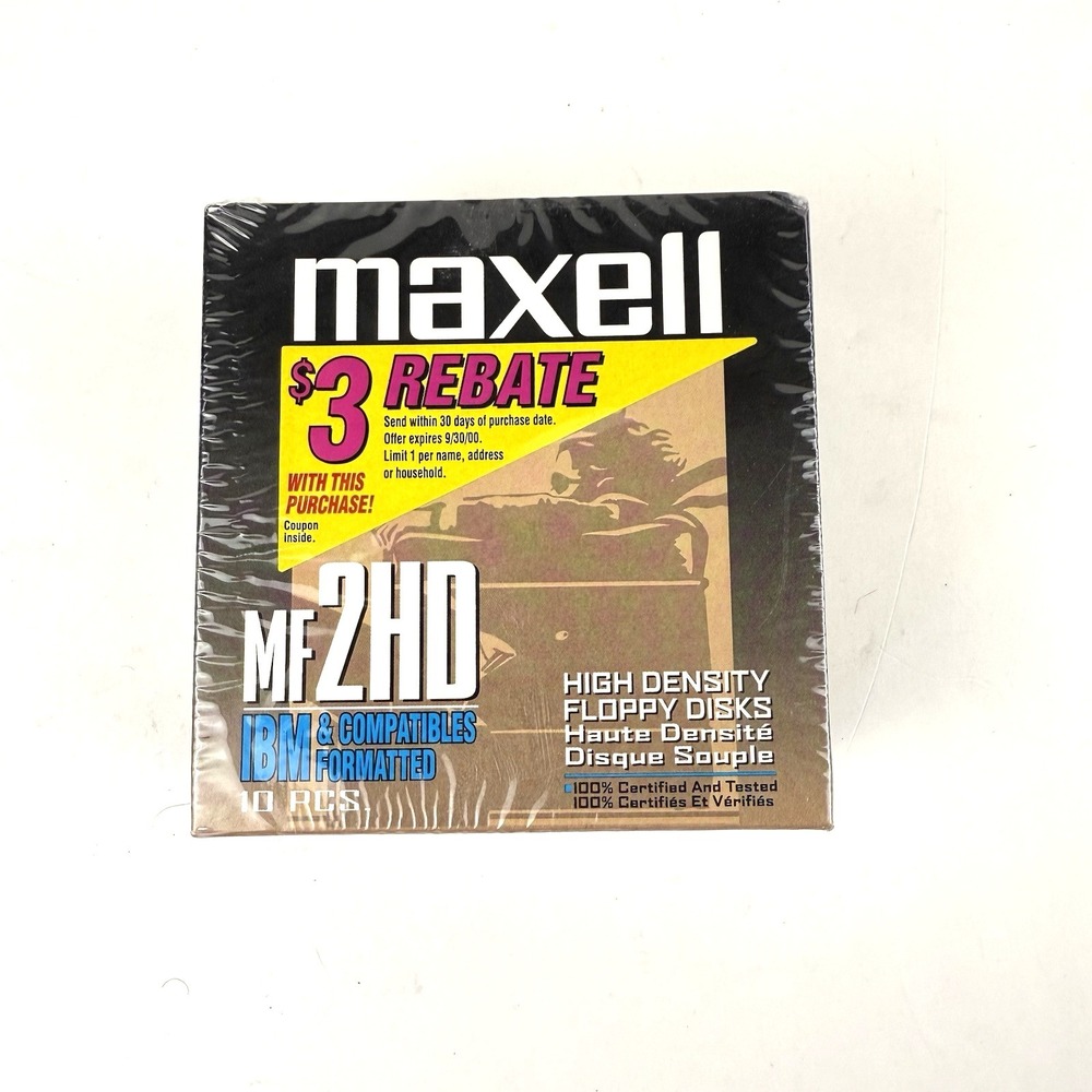 Maxell‎ High Density Computer Floppy Disks 10 Pack MF 2HD Factory Sealed